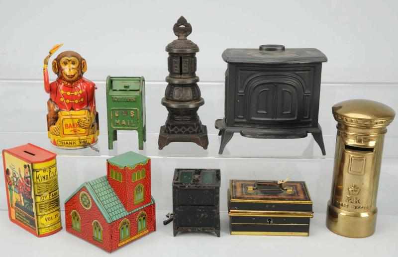 Appraisal: Lot of Assorted Still Banks Includes one chime monkey one