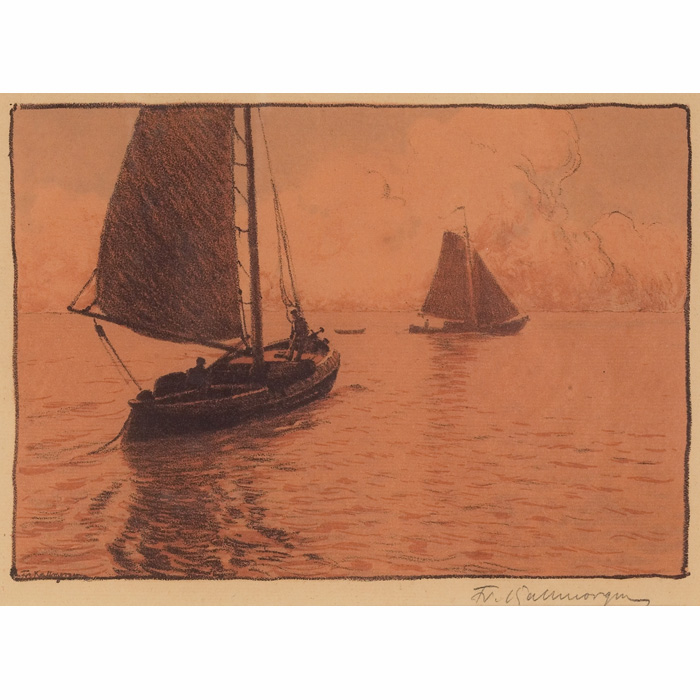 Appraisal: Friedrich Kallmorgen German - Two Boats c color lithograph pencil