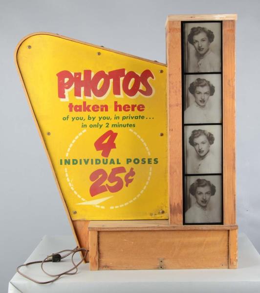 Appraisal: Auto-Photo Masonite Photo Booth Top Sign Sign reads Photos taken