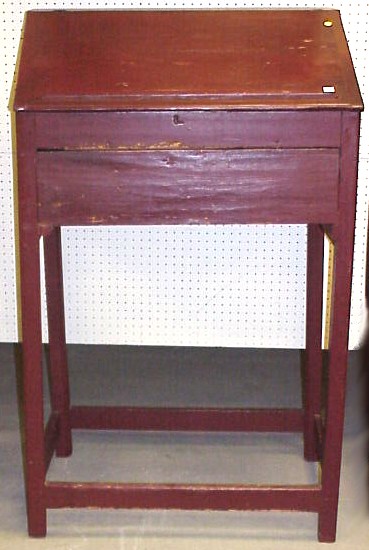 Appraisal: American th C schoolmaster's desk pine hinged slant lid with