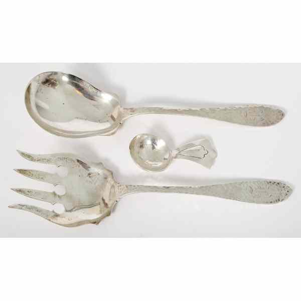 Appraisal: Arts Crafts Sterling Serving Set Plus American a two-piece sterling