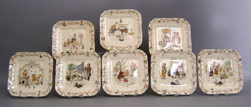 Appraisal: Set of eight French pottery plates dia