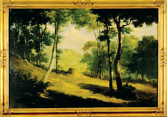 Appraisal: American school late th early th century FOREST PATH LANDSCAPE