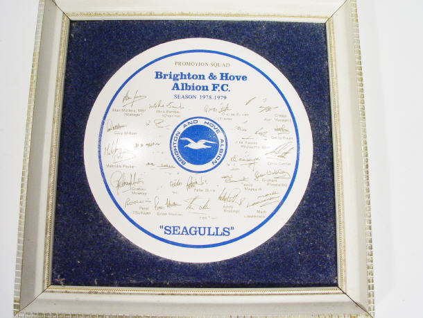 Appraisal: Brighton Hove squad plaque autographed to the back by team