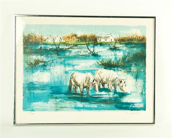 Appraisal: A Continental Limited Edition Lithograph of two horses in a