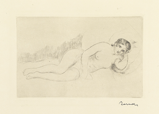 Appraisal: PIERRE-AUGUSTE RENOIR Femme nue couch e tourn e droite re