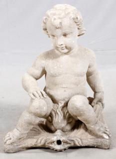 Appraisal: MODERN CAST STONE GARDEN PUTTI H W A cast stone