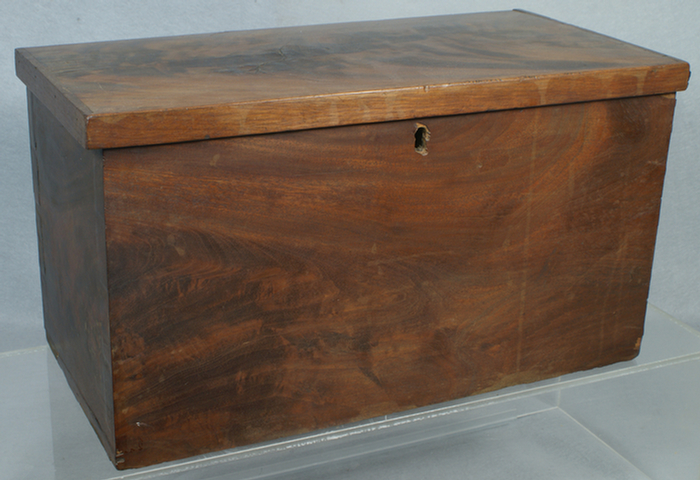 Appraisal: Mahogany veneer document box with till dovetailed minor veneer chips