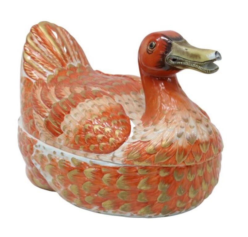 Appraisal: Chinese export style porcelain Peking duck tureen Italy painted in