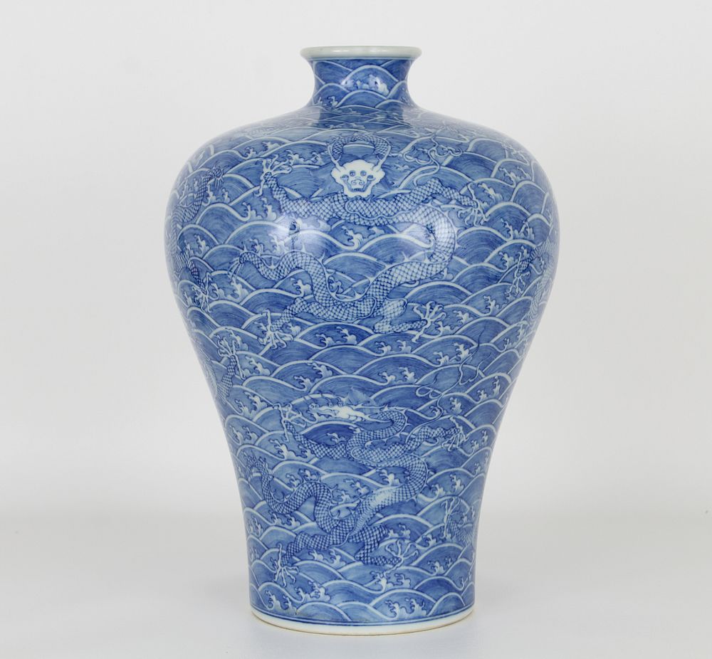 Appraisal: Blue White Chinese Meiping Vase Qianlong Mark Important Blue White