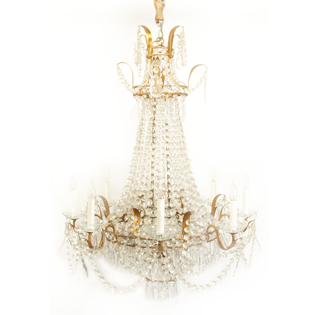 Appraisal: Louis XVI Style Gilt-Metal and Beaded Glass Eight-Light Chandelier Mid