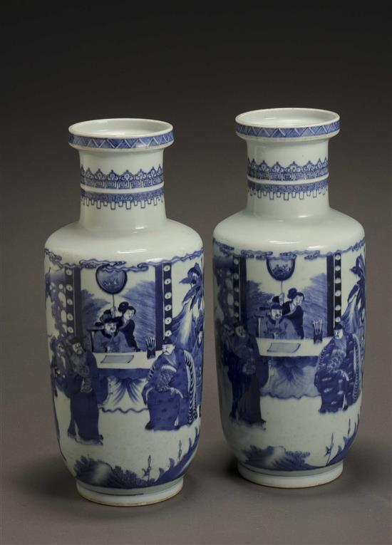 Appraisal: Lot Property of Various Owners Pair of Chinese Blue and