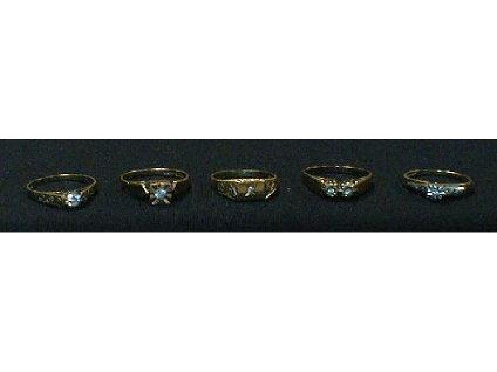 Appraisal: Five stone set ct gold rings