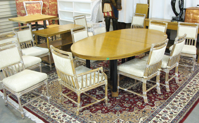 Appraisal: McGUIRE DINING TABLE AND CHAIR GROUP San Francisco th century