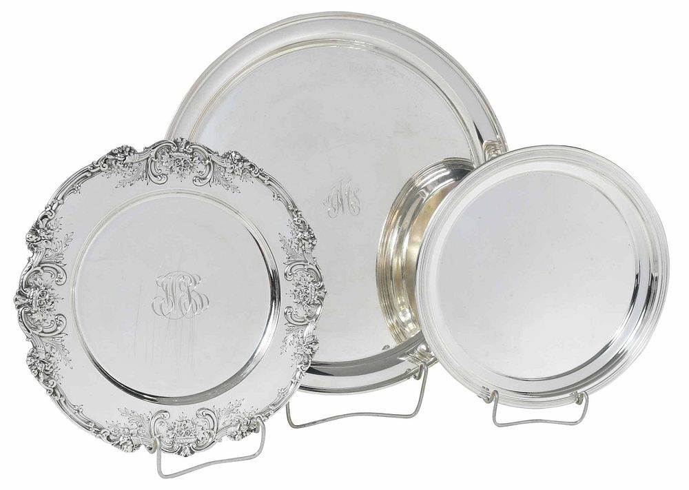 Appraisal: Three Sterling Trays and Plate American th century including Reed