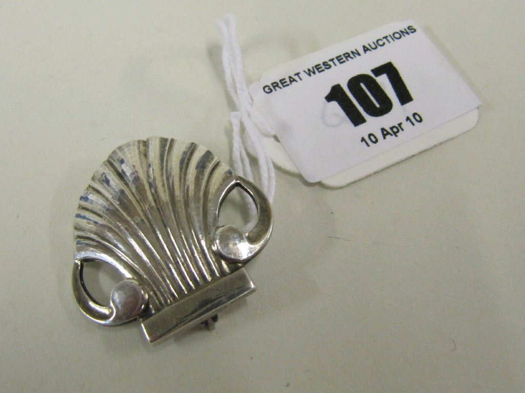 Appraisal: Georg Jensen shell shaped brooch numbered