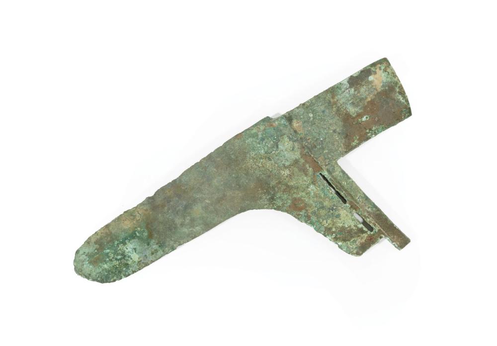 Appraisal: Chinese Bronze Dagger Axe Ge probably Western Zhou Dynasty -