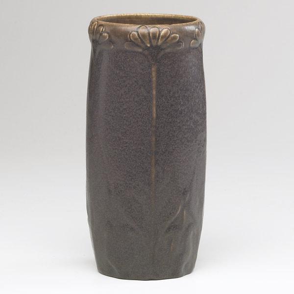 Appraisal: VAN BRIGGLE Vase embossed with daisies and covered in deep