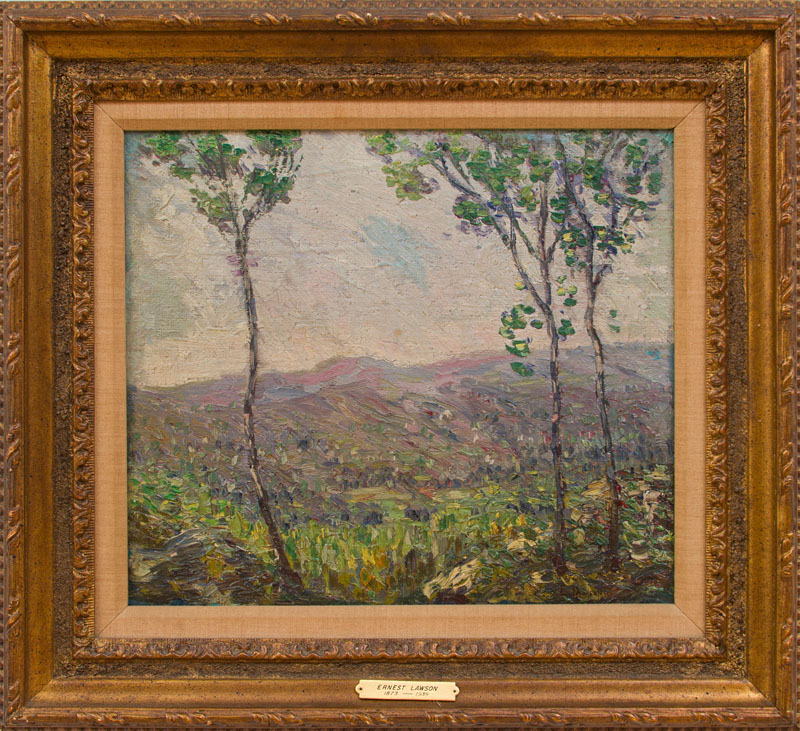 Appraisal: ERNEST LAWSON - LANDSCAPE WITH POPLARS Oil on canvas signed