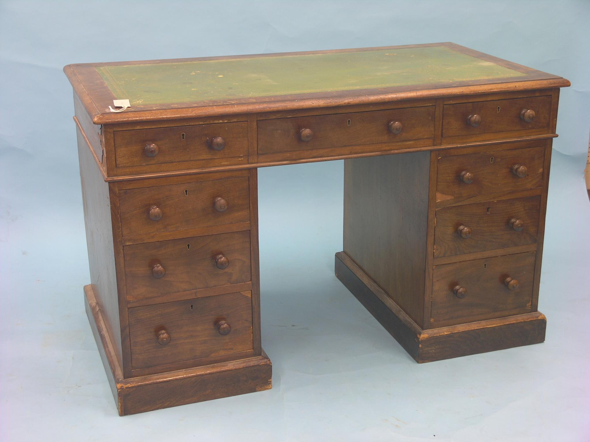 Appraisal: A Victorian Maple Co mahogany pedestal desk inset leather top