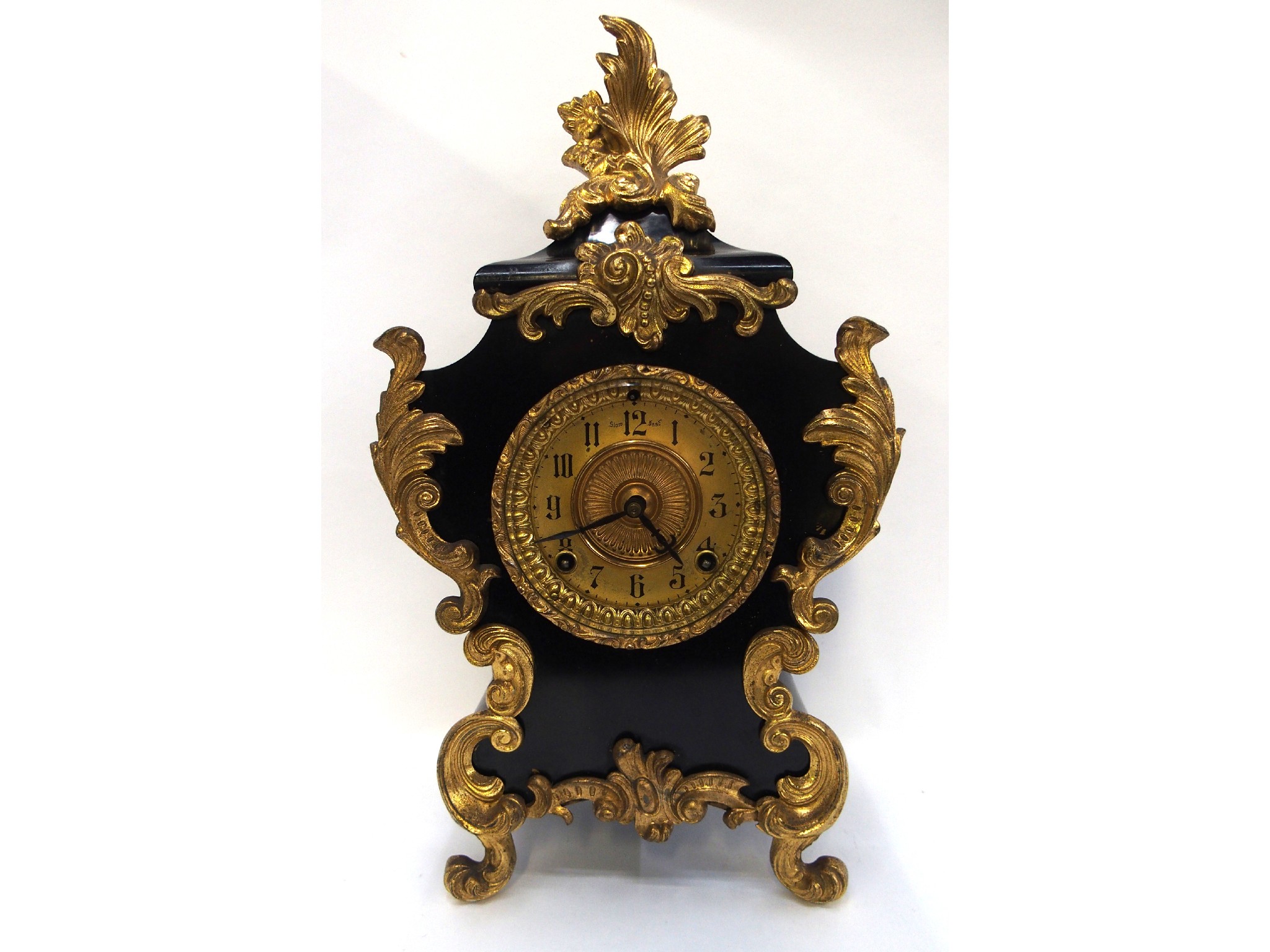 Appraisal: Gilt and black rococo style clock