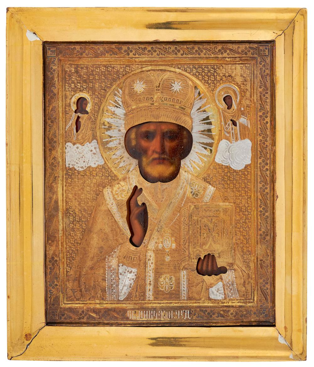 Appraisal: RUSSIAN ICON DEPICTING ST NICHOLAS EARLY TH CENTURY OIL ON