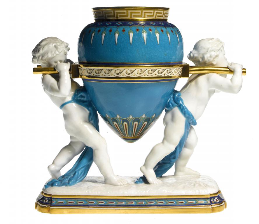 Appraisal: A MINTON LAMPSTAND in the form of a gilt and