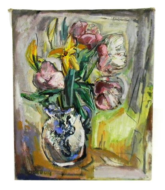 Appraisal: Marion Huse American - Peonies and Daffodils oil on canvas