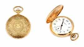 Appraisal: A gold plated James C Huntington pocket watch with white