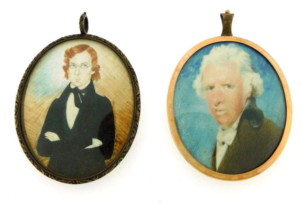 Appraisal: MINIATURES Two Gentleman the first on oval support white hair