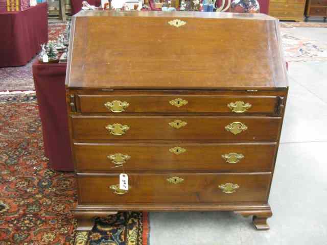 Appraisal: Period Chippendale Dropfront Desk with period brass pulls fan carving