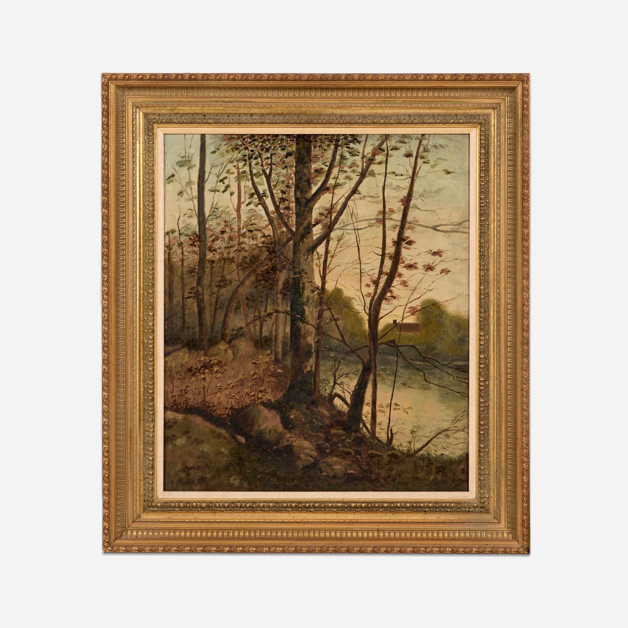 Appraisal: AMERICAN OIL LANDSCAPE CIRCA An American landscape of trees on