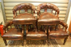 Appraisal: FIVE EDWARDIAN LIBRARY CHAIRS