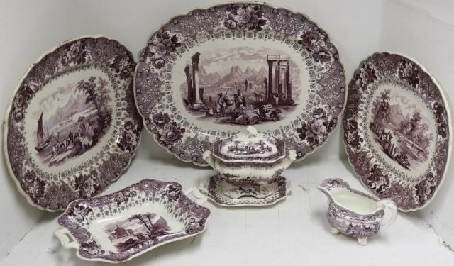 Appraisal: PIECES OF TH C LAVENDER TRANSFERWARE ILLUSTRATIONS OF THE BIBLE