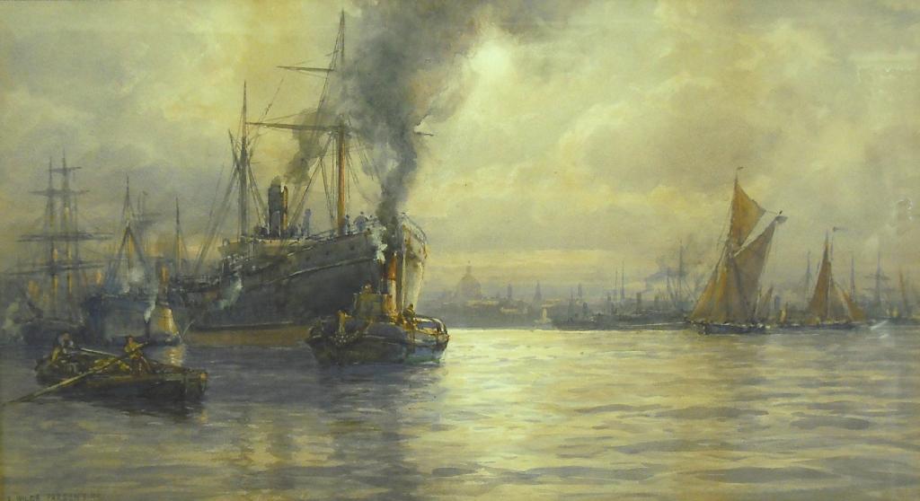 Appraisal: By Arthur Wilde Parsons d - busy Thames harbour scene