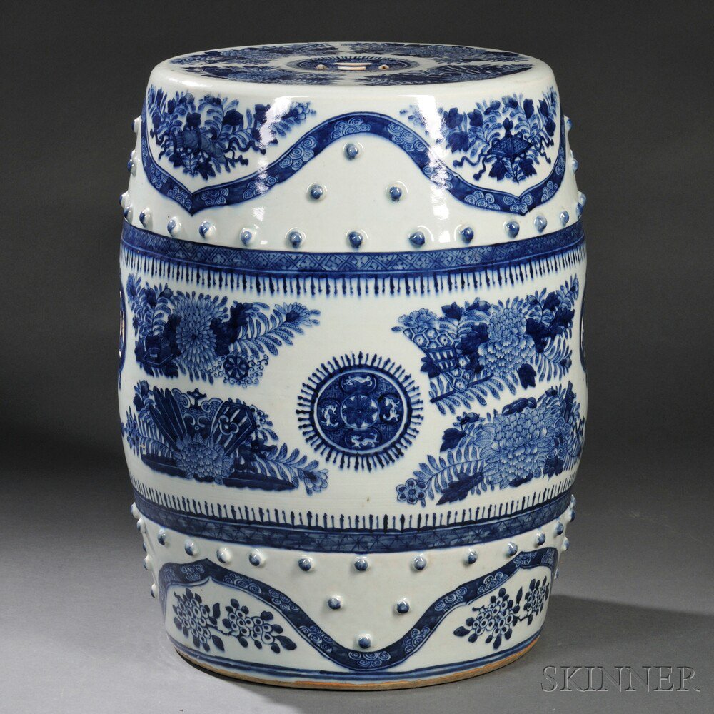 Appraisal: Chinese Export Porcelain Blue and White Fitzhugh Pattern Garden Seat