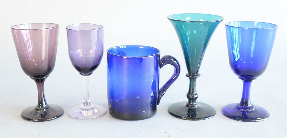 Appraisal: Group of Early Freeblown Wine Glasses to include set of