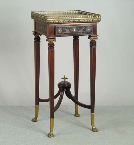 Appraisal: OUTSTANDING FRENCH ORMOLU MOUNTED ONYX TOP STAND The colorful square