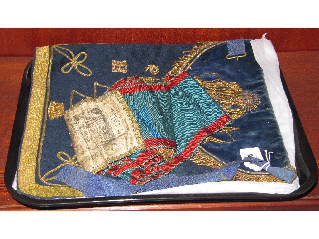 Appraisal: Lot comprising Masonic apron and sash