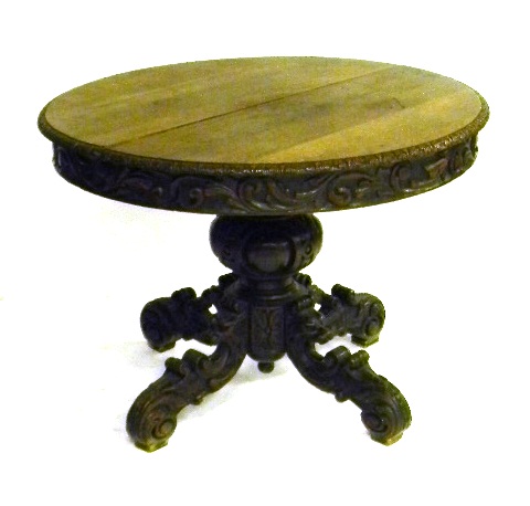 Appraisal: th C Continental carved oak center pedestal table round top