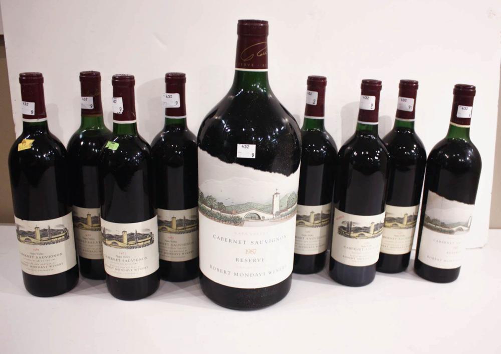 Appraisal: NINE BOTTLES ROBERT MONDAVI CALIFORNIA CABERNET SAUVIGNON Reserve vintages and