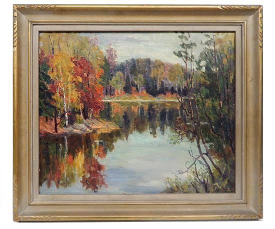 Appraisal: Eola Sutherland Canadian th C oil on Masonite Impressionistic autumn