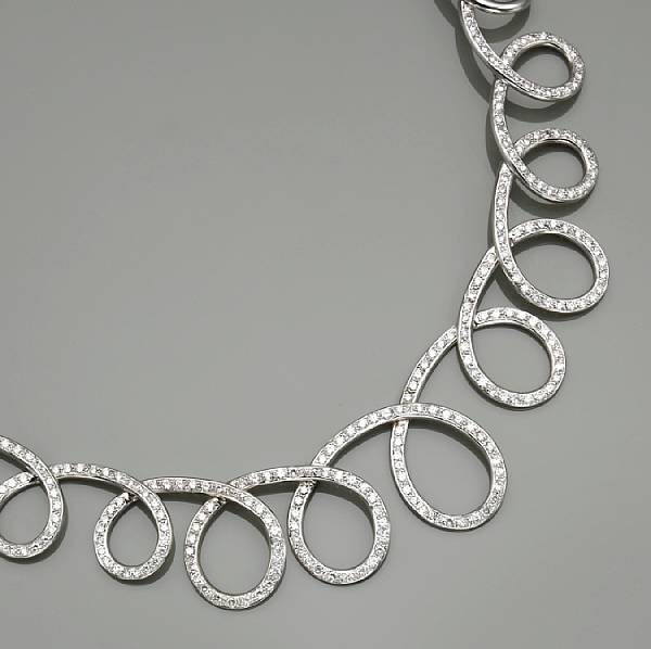 Appraisal: A diamond and k white gold necklace estimated total diamond