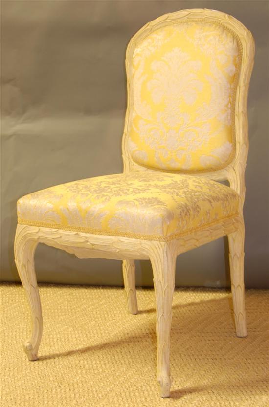 Appraisal: CARVED LOUIS XV-STYLE SIDE CHAIR Yellow silk upholstery h