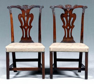 Appraisal: Pair Chippendale carved side chairs each mahogany with shell carved