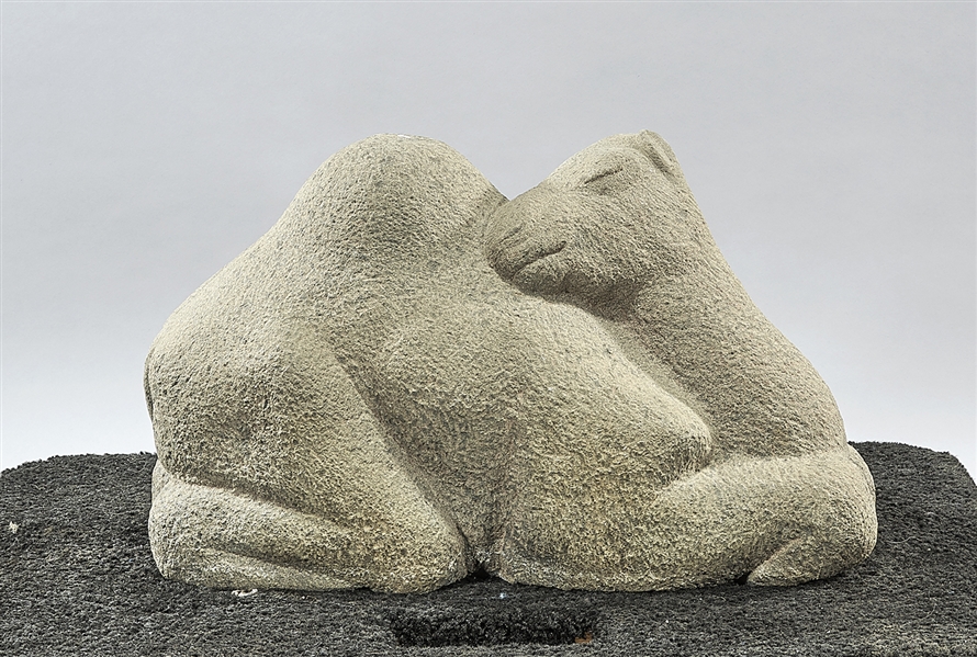 Appraisal: Gray stone sculpture of a recumbent camel by Harvey Fite