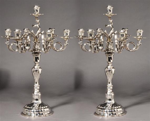 Appraisal: PAIR OF CANDELABRAS Germany after In Baroque style Detachable upper