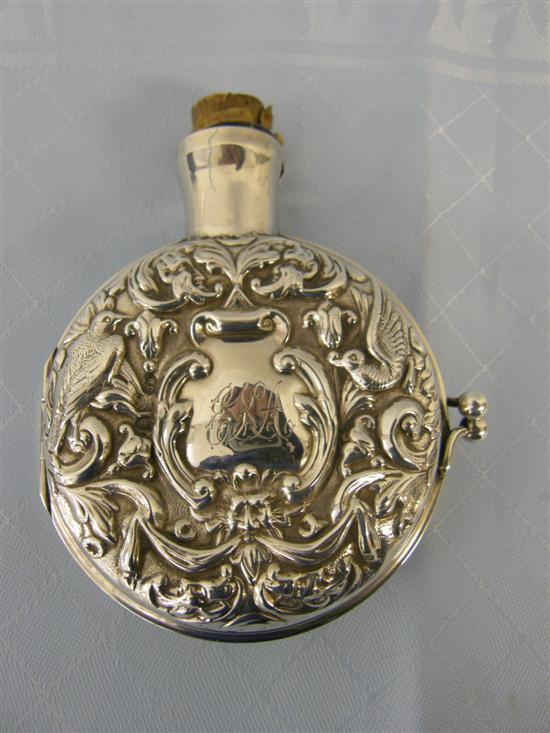 Appraisal: Victorian silver perfume bottle case embossed with birds and flowers