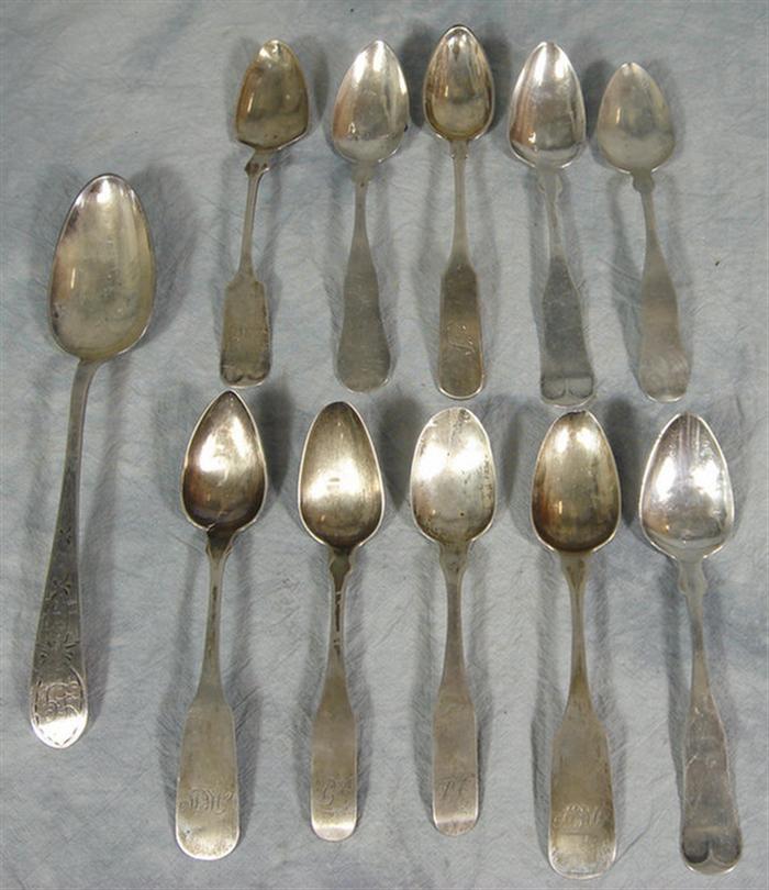 Appraisal: assorted th coin silver teaspoons most singles some prs and