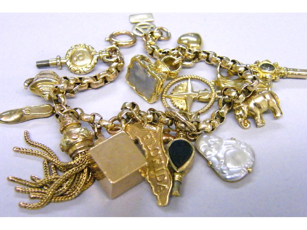 Appraisal: ct belcher charm bracelet with three pocket watch keys and